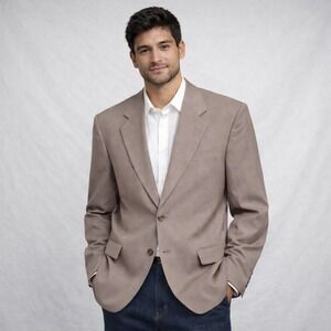 Vito Rufolo Wool Suit Jacket 40R Taupe Brown Italian Tailored Classic